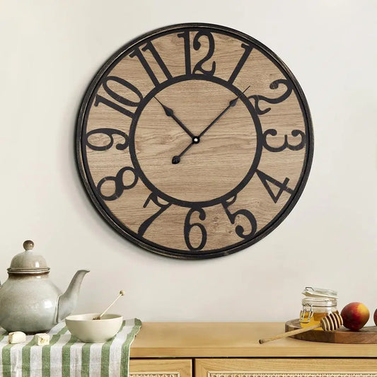 XXL Hamptons Coastal White Wooden Wall Clock 70cm